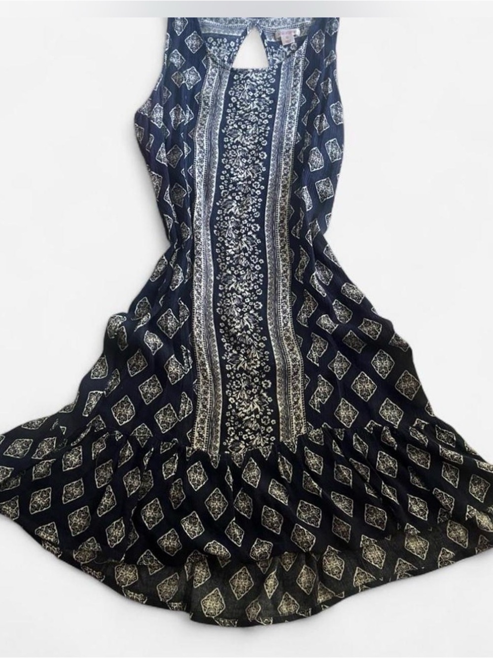 Xhilaration Navy and White Printed Mini Dress
